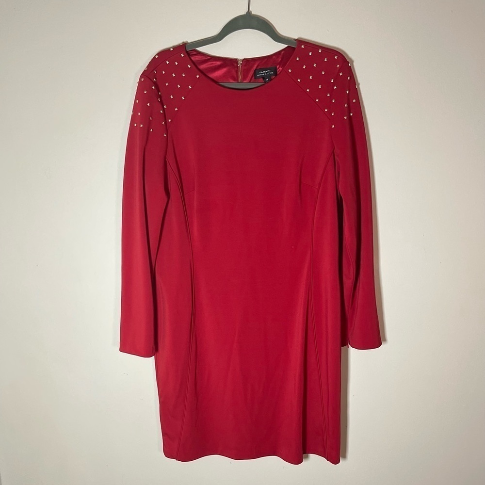 Gold Studded Red Dress